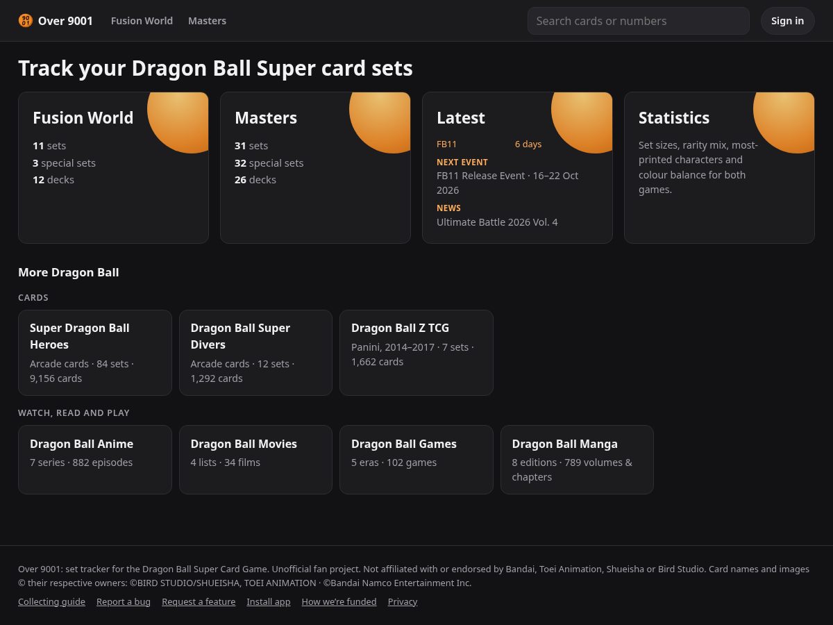 Landing-page snapshot of over9001.com