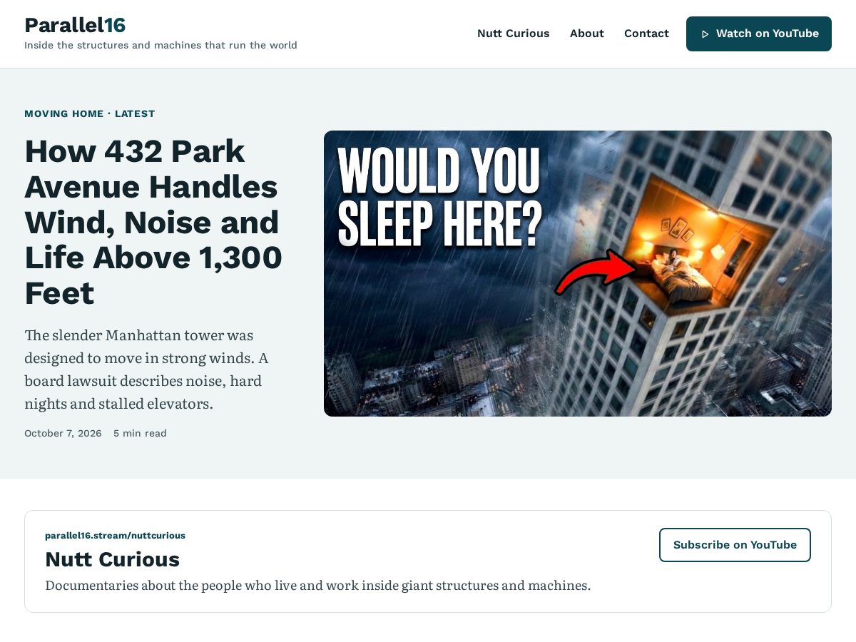 Landing-page snapshot of parallel16.stream