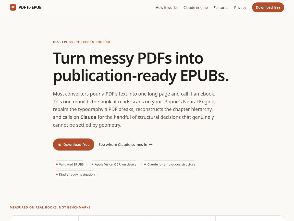 Landing-page snapshot of pdftoepub.tech