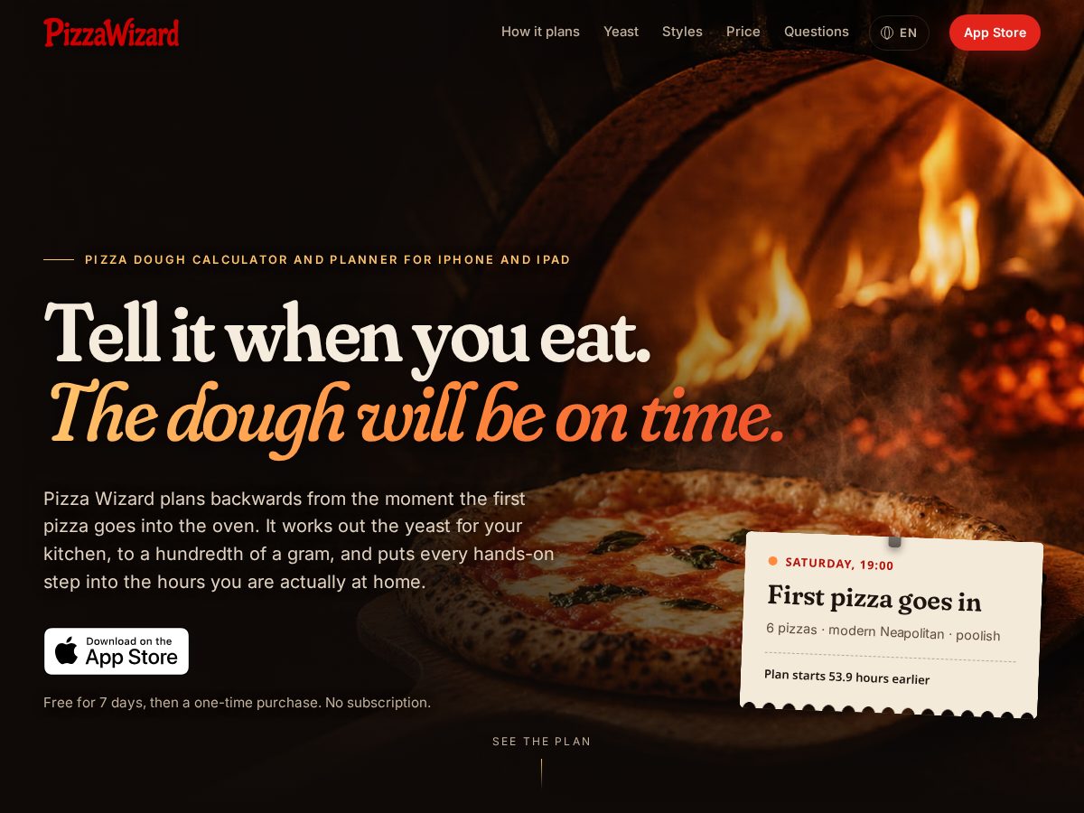 Landing-page snapshot of pizzawizard.app