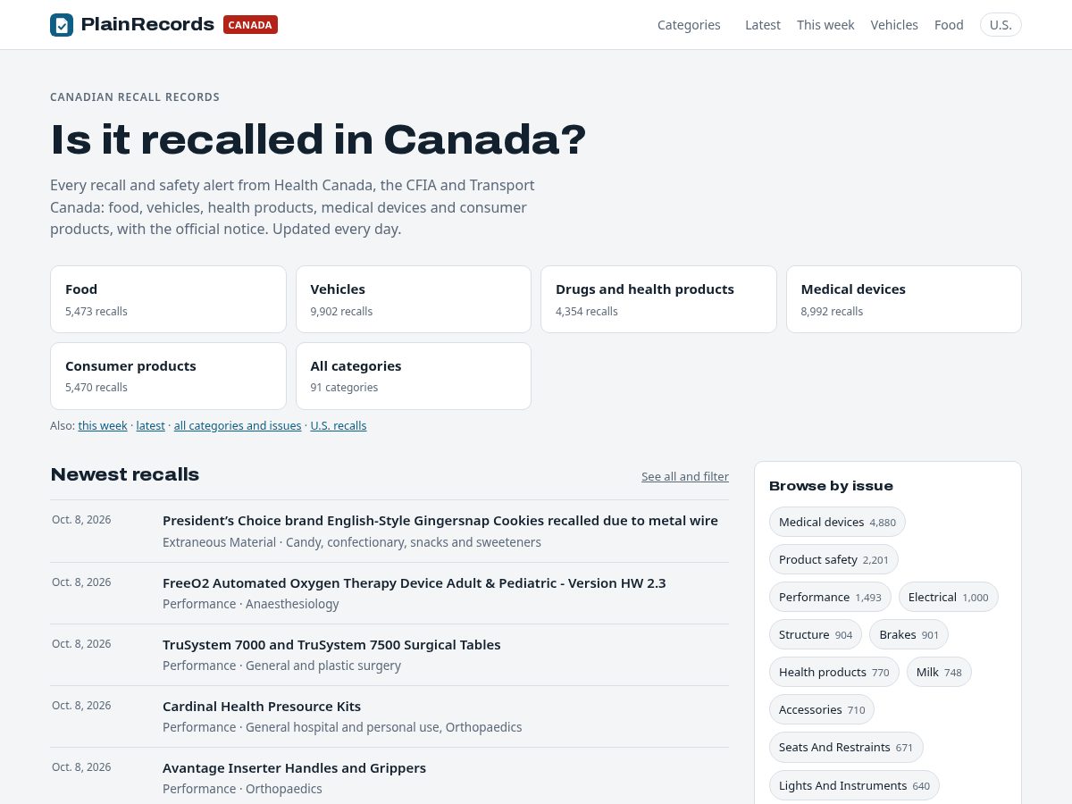 Landing-page snapshot of plainrecords.com