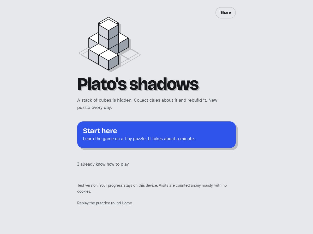 Landing-page snapshot of platosshadows.com