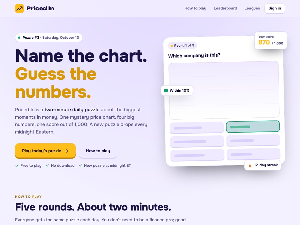 Landing-page snapshot of playpricedin.com