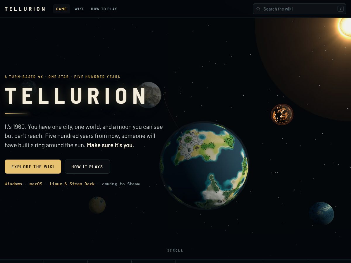 Landing-page snapshot of playtellurion.com