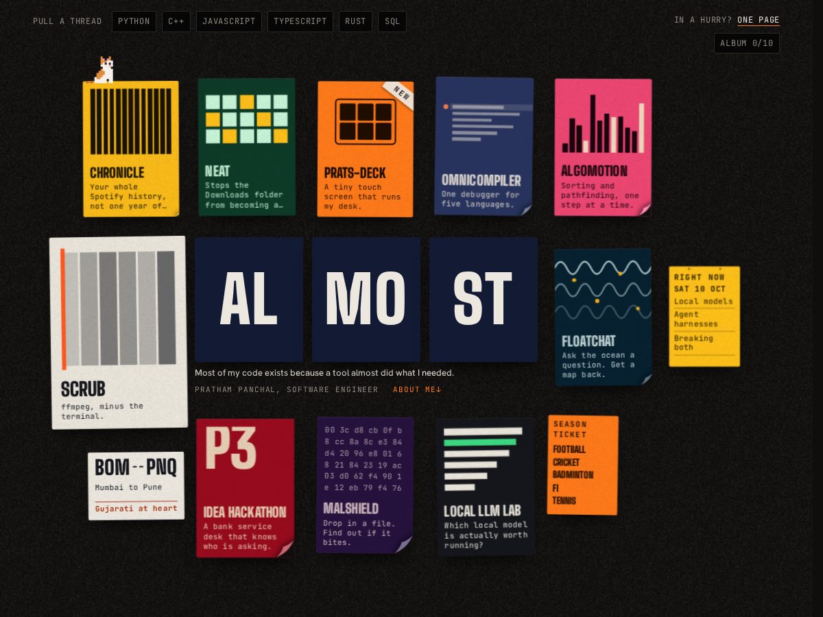Landing-page snapshot of prathampanchal.dev