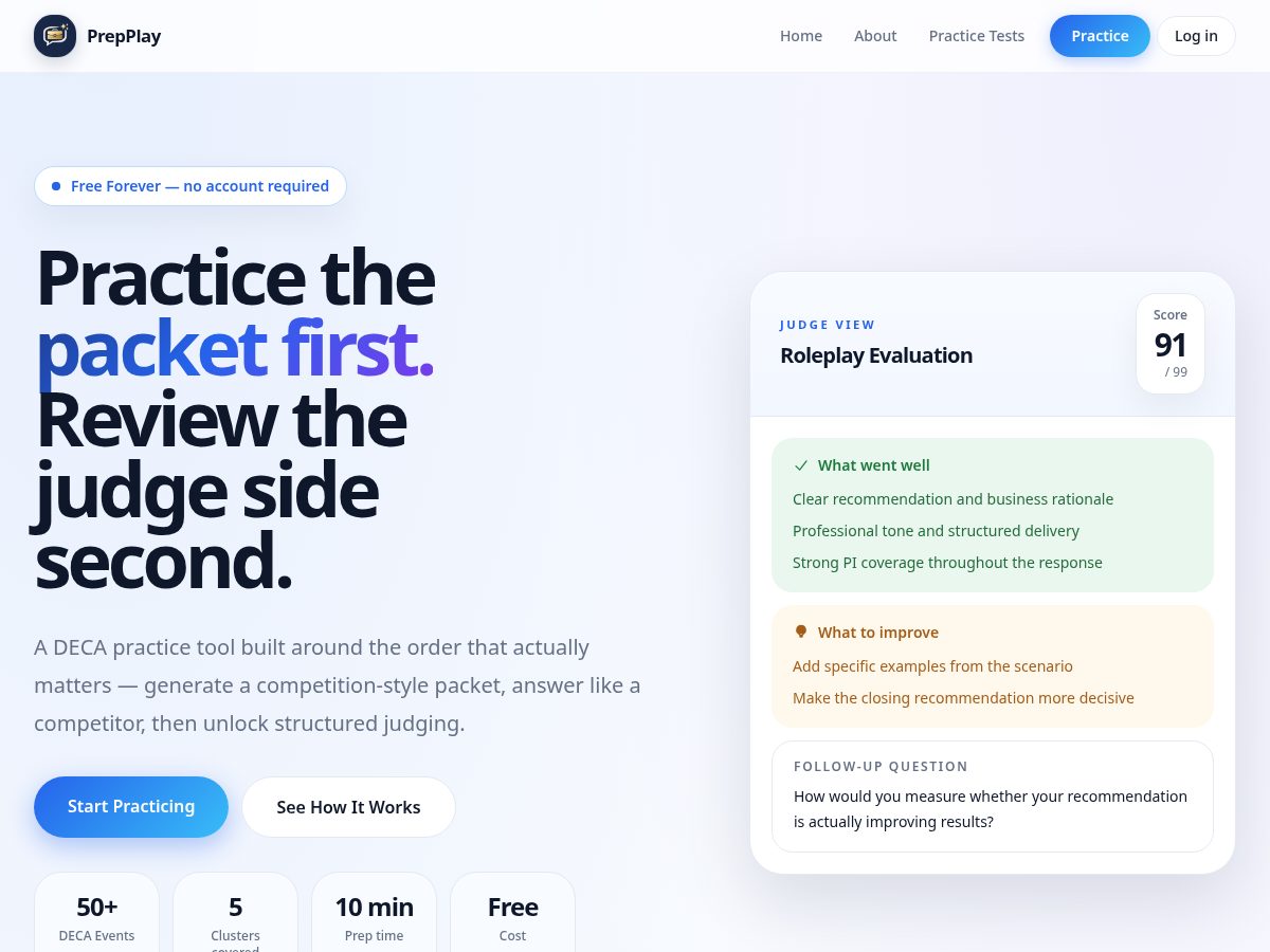 Landing-page snapshot of prepplay.space