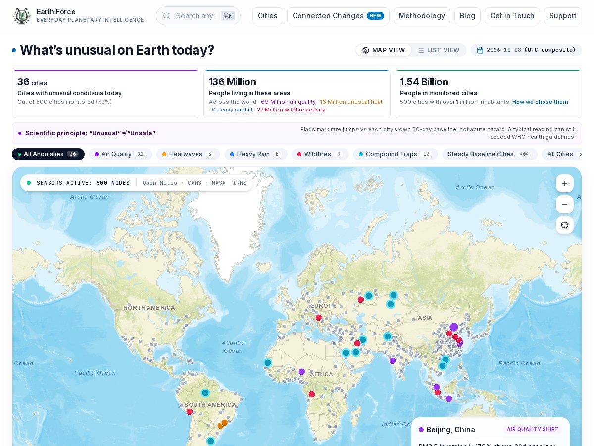 Landing-page snapshot of projectearthforce.org
