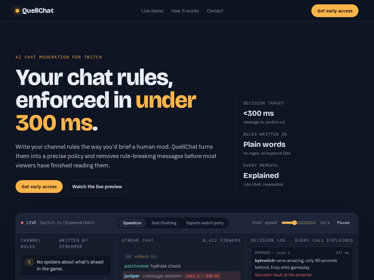 Landing-page snapshot of quellchat.com