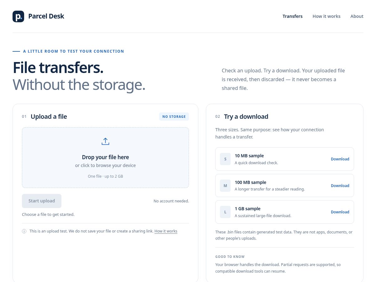 Landing-page snapshot of quietparcel.xyz