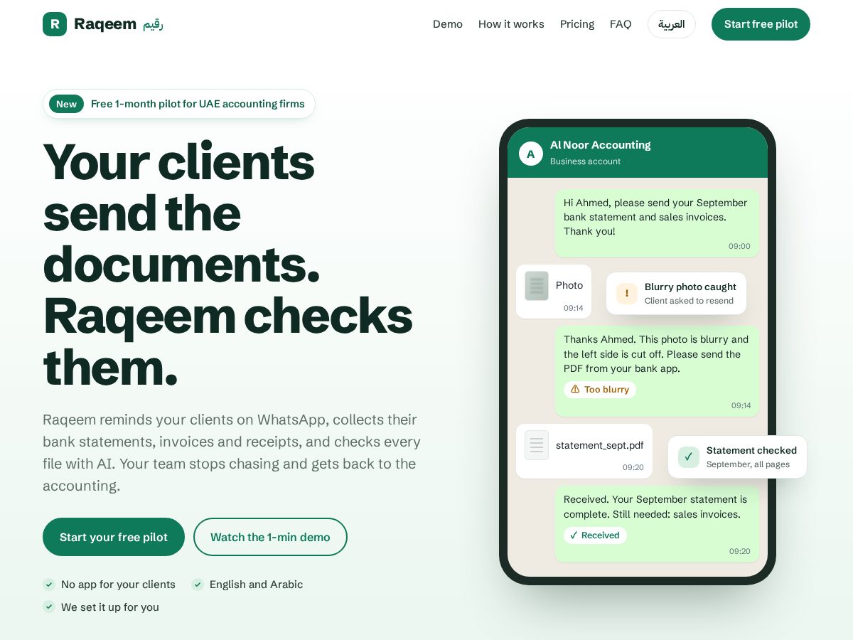 Landing-page snapshot of raqeemhq.com