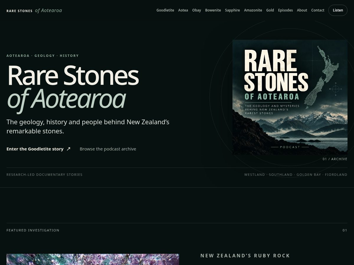 Landing-page snapshot of rarestonesofaotearoa.com
