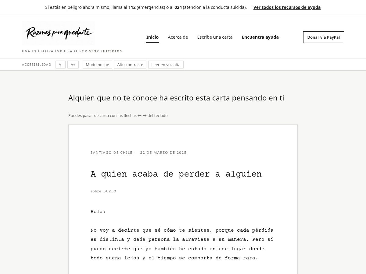 Landing-page snapshot of razonesparaquedarte.org