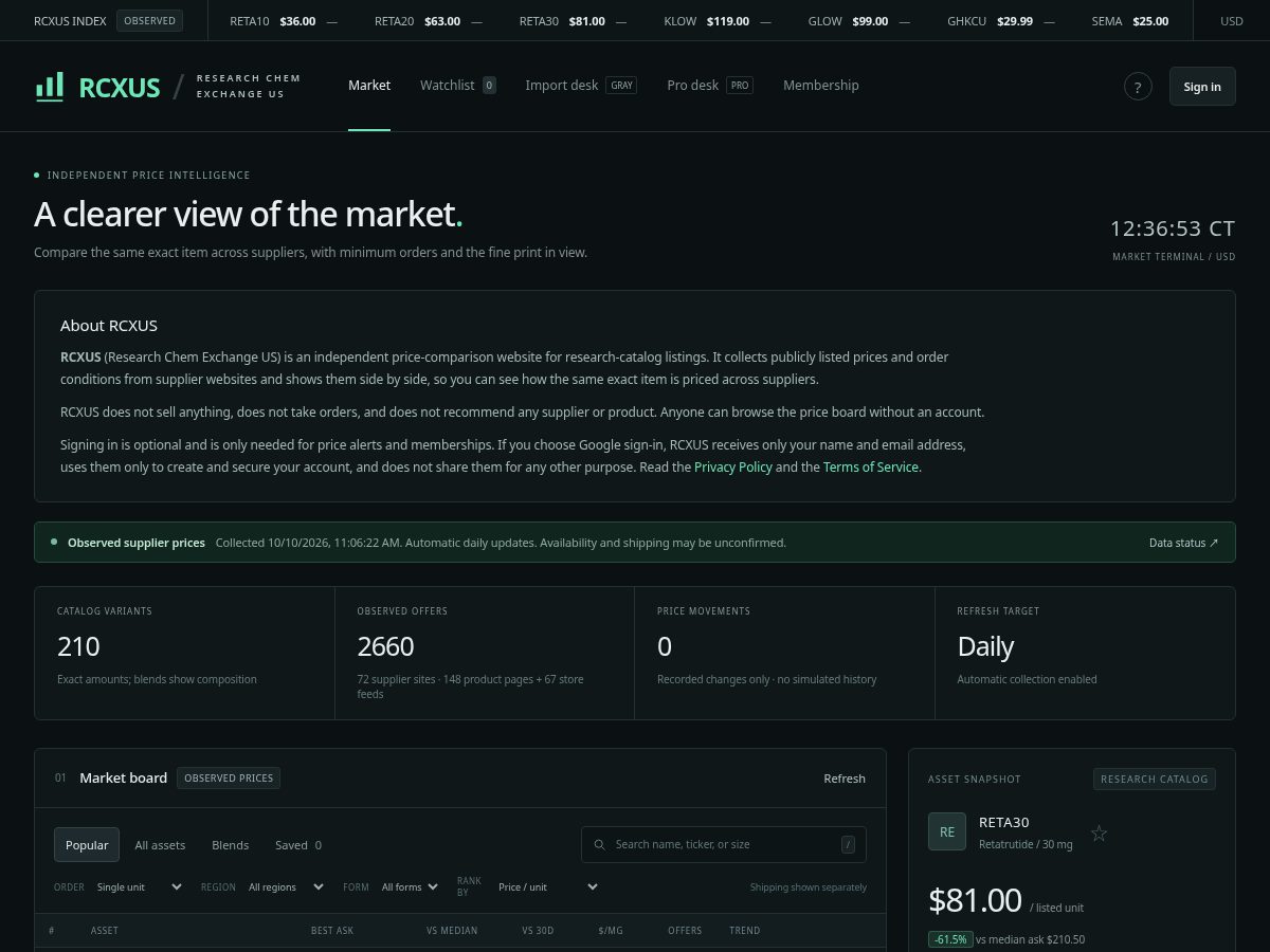 Landing-page snapshot of rcxus.com