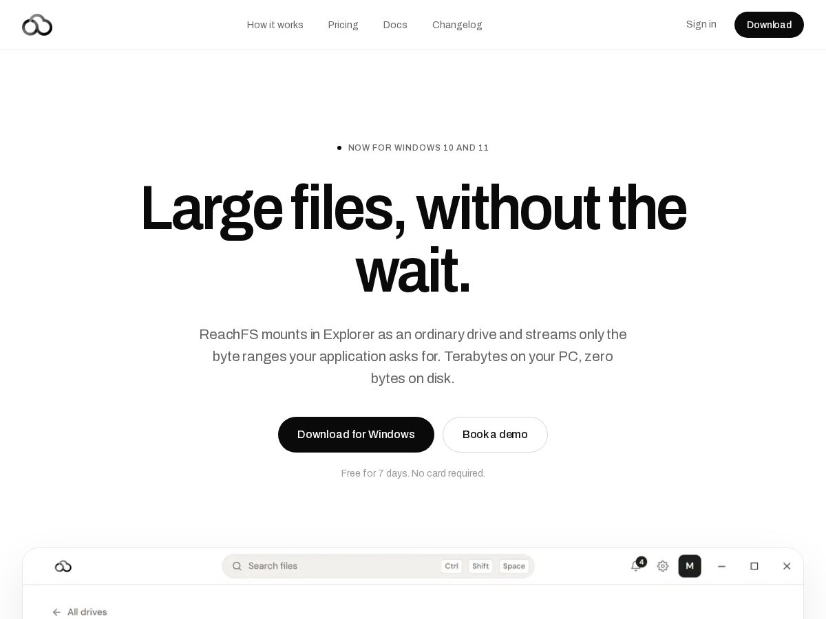 Landing-page snapshot of reachfs.app