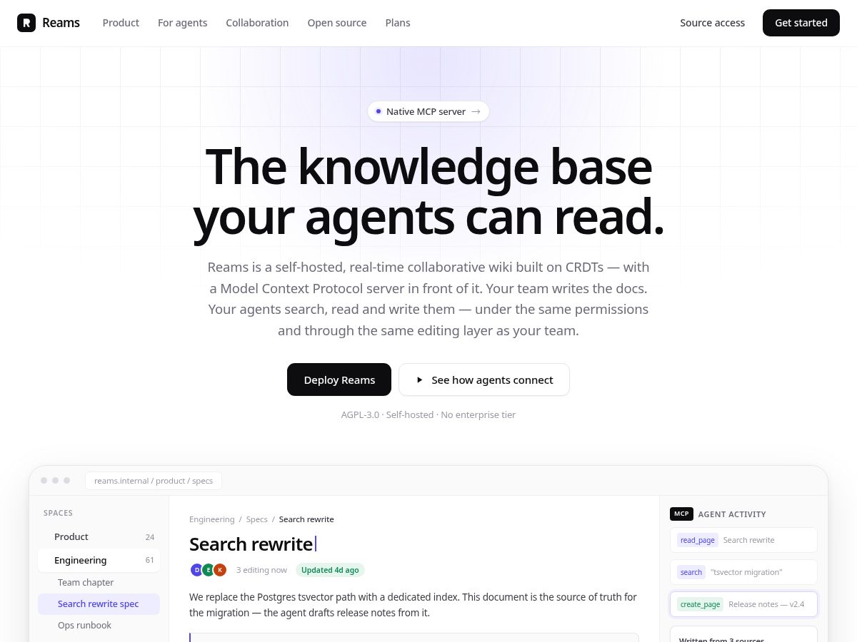Landing-page snapshot of reams.wiki