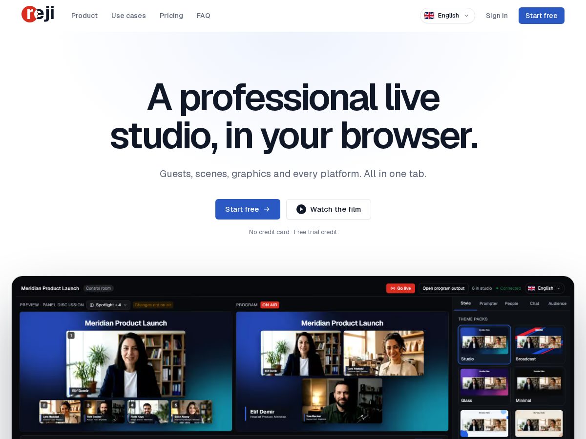 Landing-page snapshot of reji.live