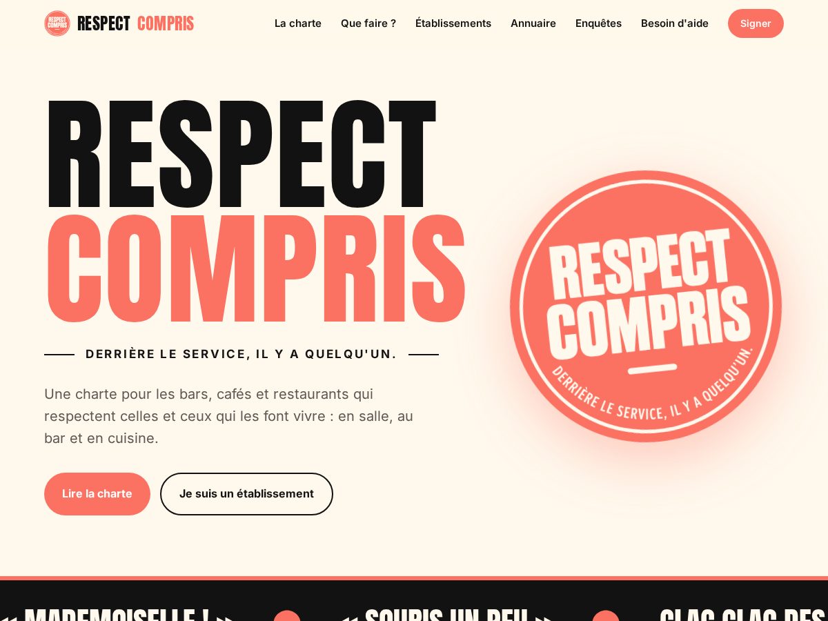 Landing-page snapshot of respect-compris.com