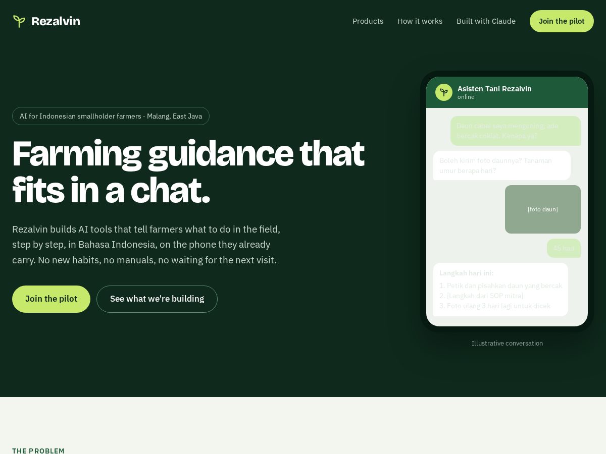 Landing-page snapshot of rezalvin.com