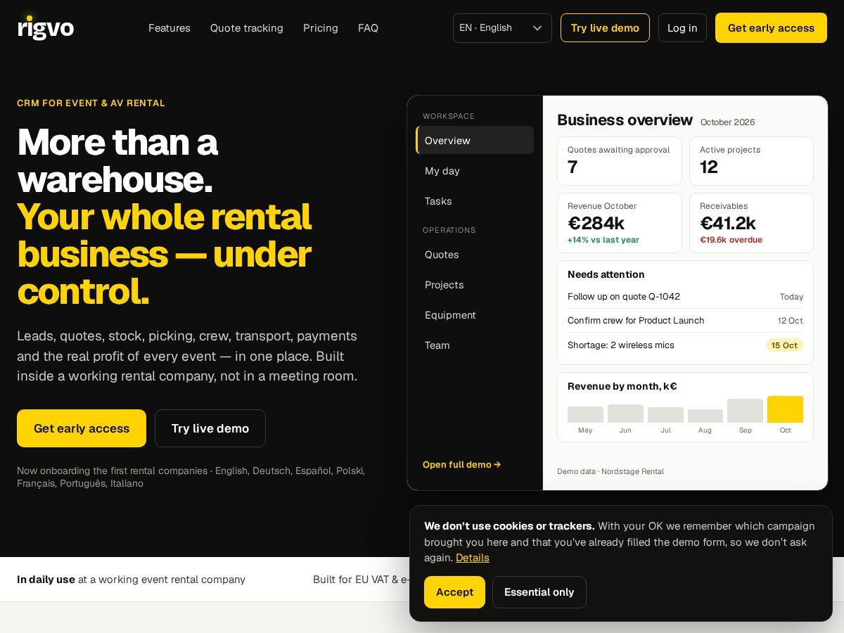 Landing-page snapshot of rigvo.app