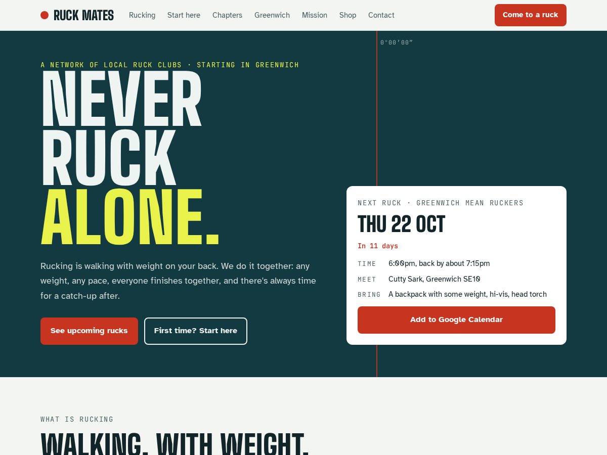 Landing-page snapshot of ruckmates.com