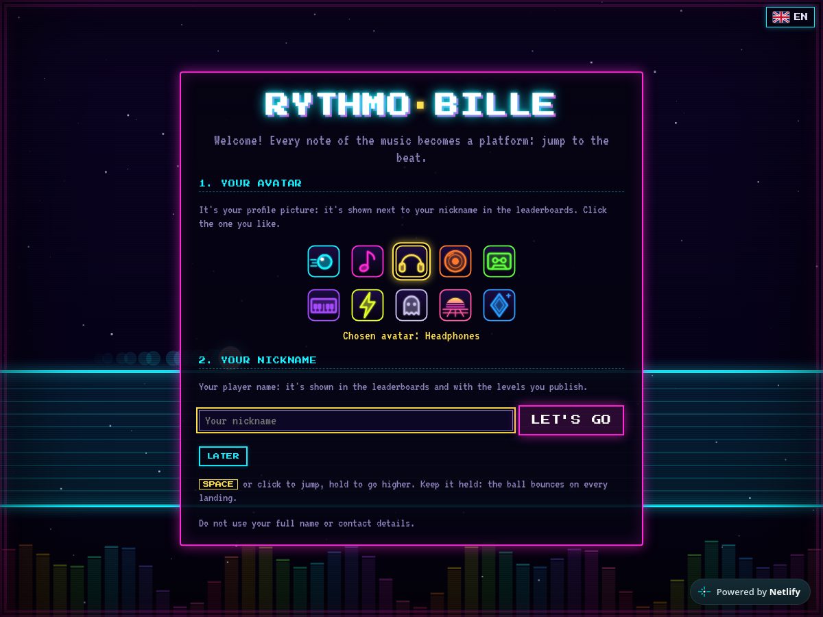 Landing-page snapshot of rythmo-bille.com