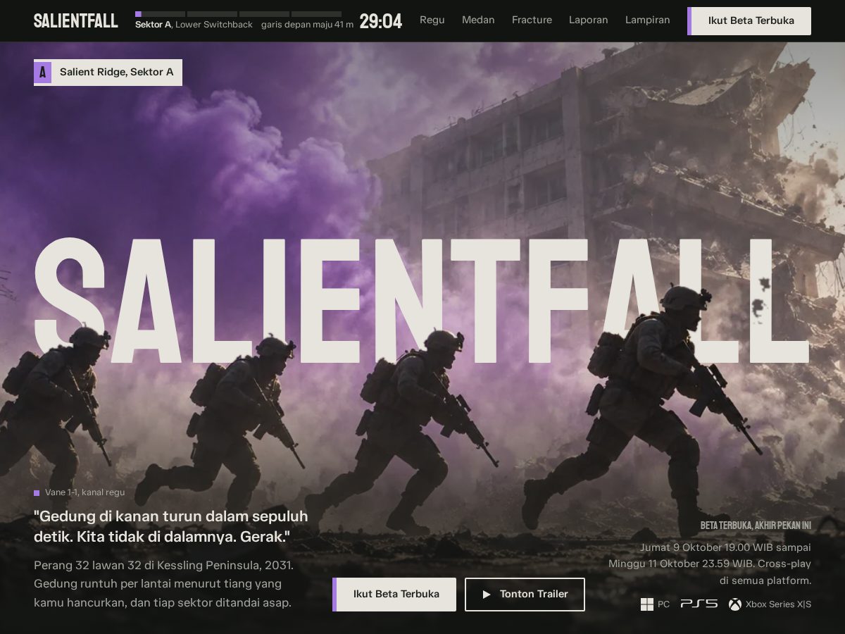Landing-page snapshot of salientfall.com