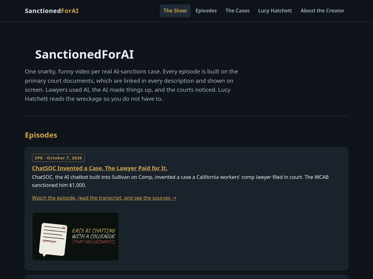 Landing-page snapshot of sanctionedforai.com