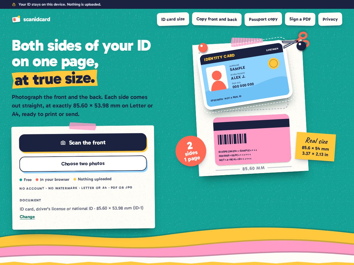 Landing-page snapshot of scanidcard.com