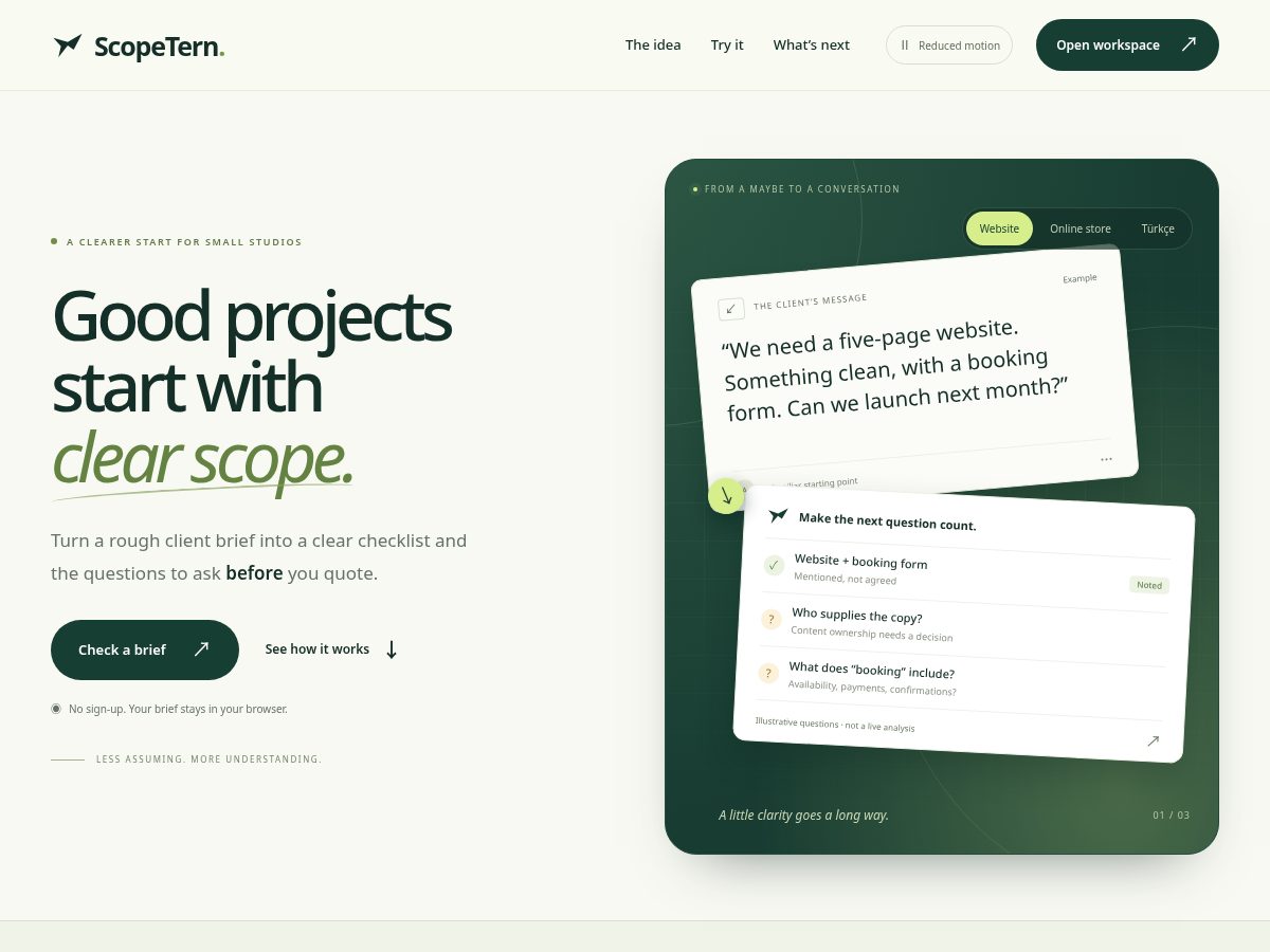 Landing-page snapshot of scopetern.com