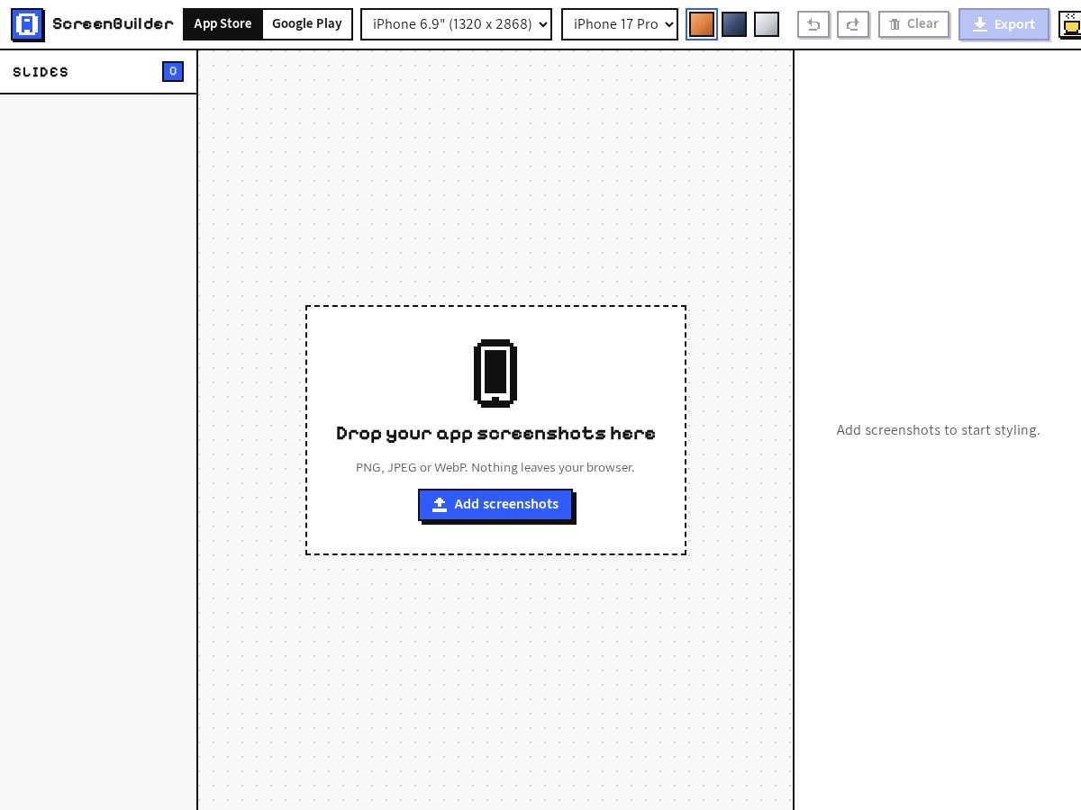 Landing-page snapshot of screenbuilder.app