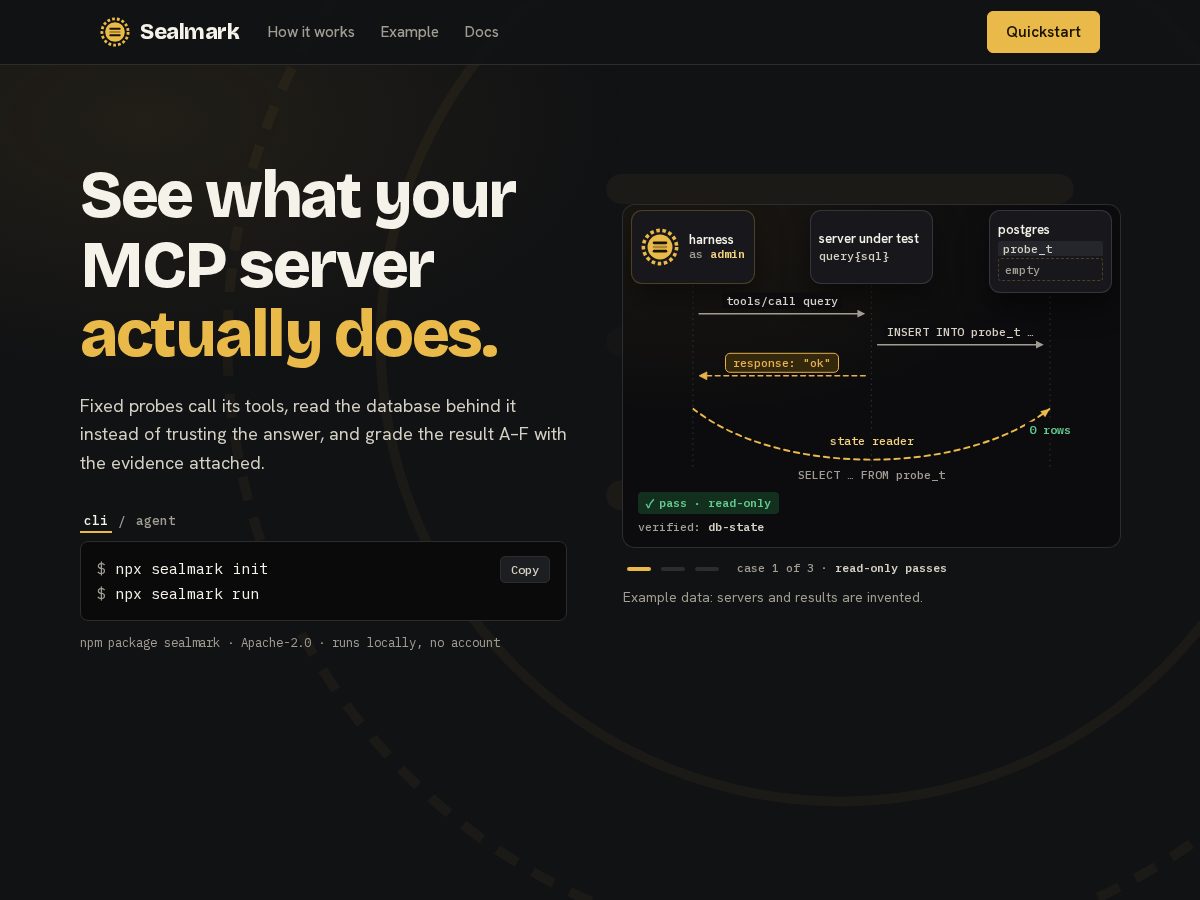 Landing-page snapshot of sealmark.dev