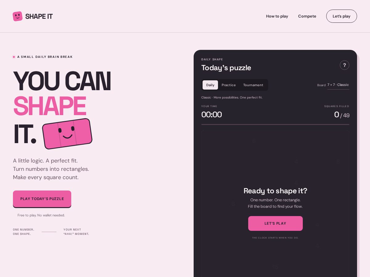 Landing-page snapshot of shapeit.lol