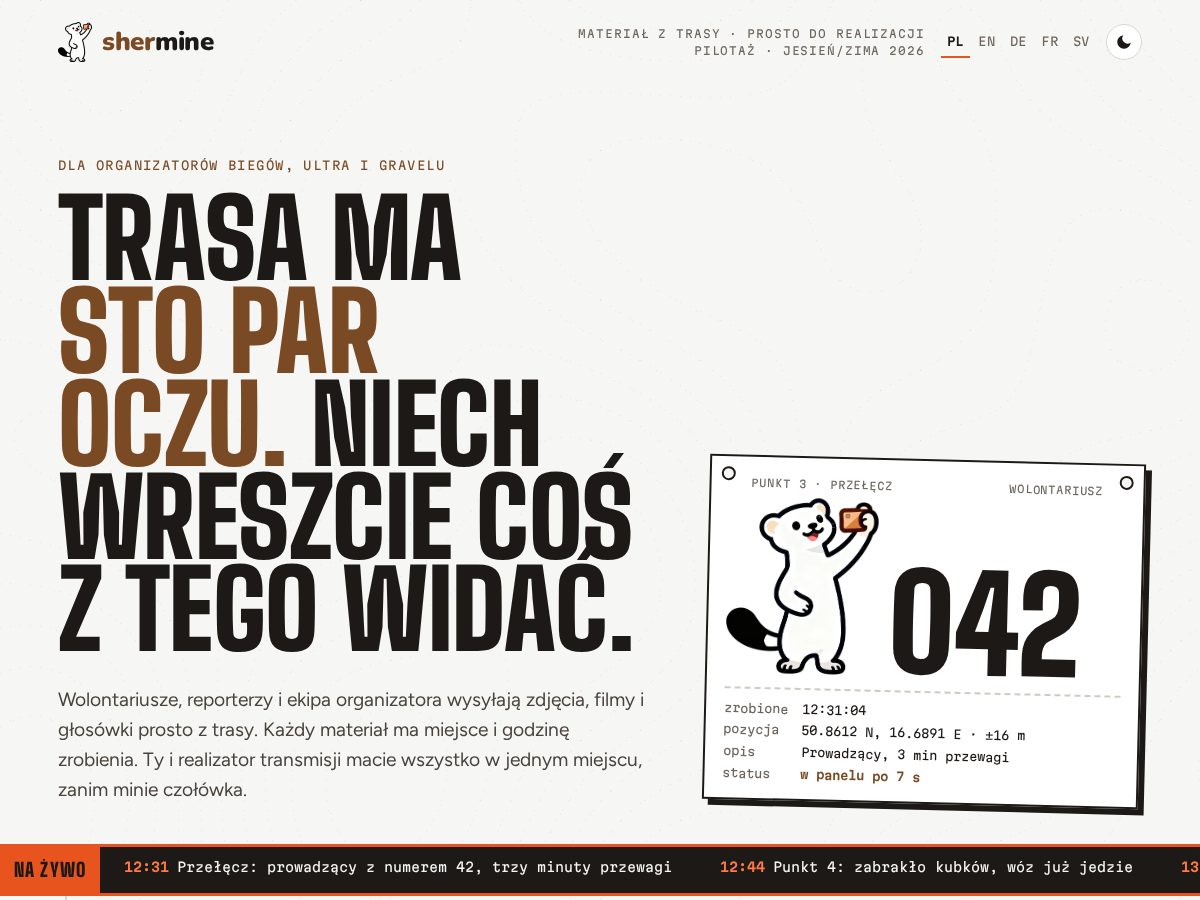 Landing-page snapshot of shermine.live