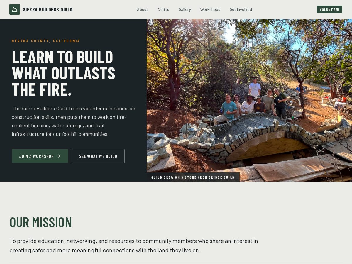 Landing-page snapshot of sierrabuildersguild.org
