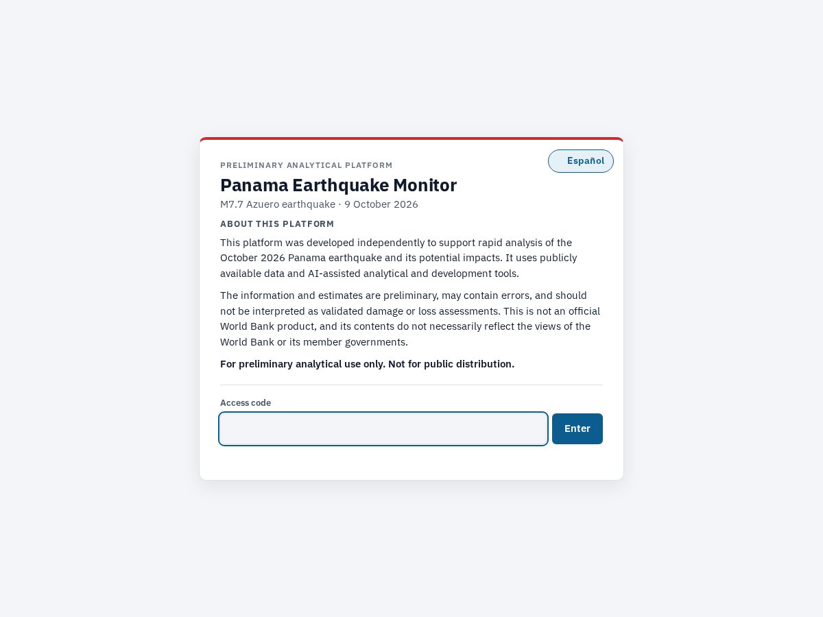 Landing-page snapshot of sismopanama.org