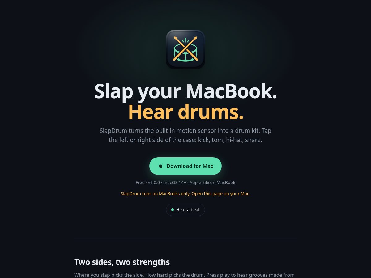 Landing-page snapshot of slapdrum.fun