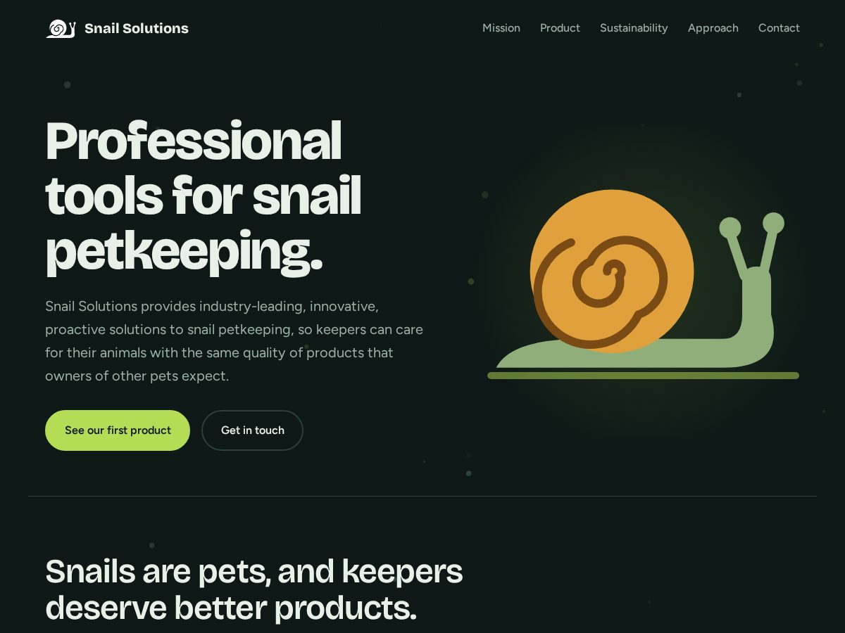 Landing-page snapshot of snail.solutions