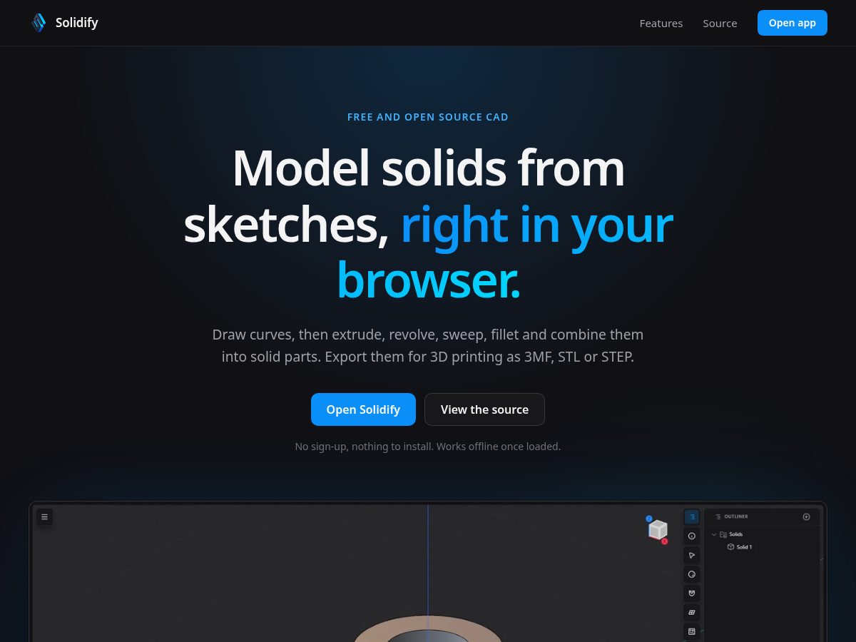 Landing-page snapshot of solidify.build