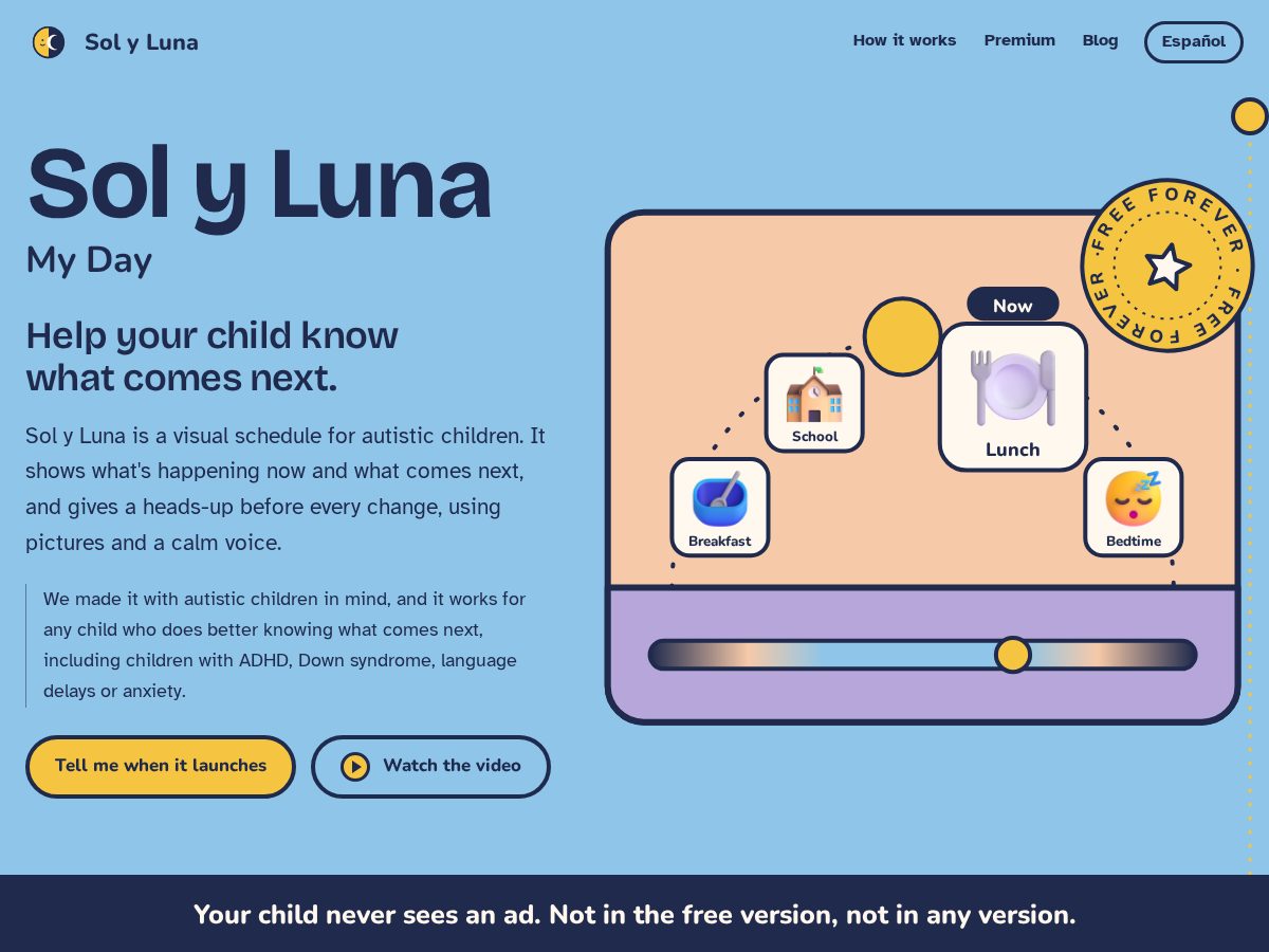 Landing-page snapshot of solylunaapp.com