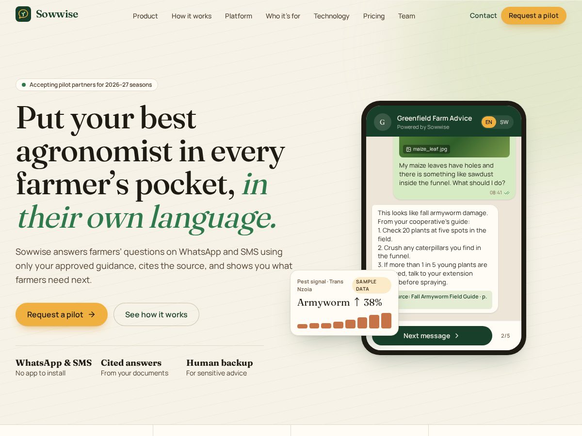 Landing-page snapshot of sowwise.site