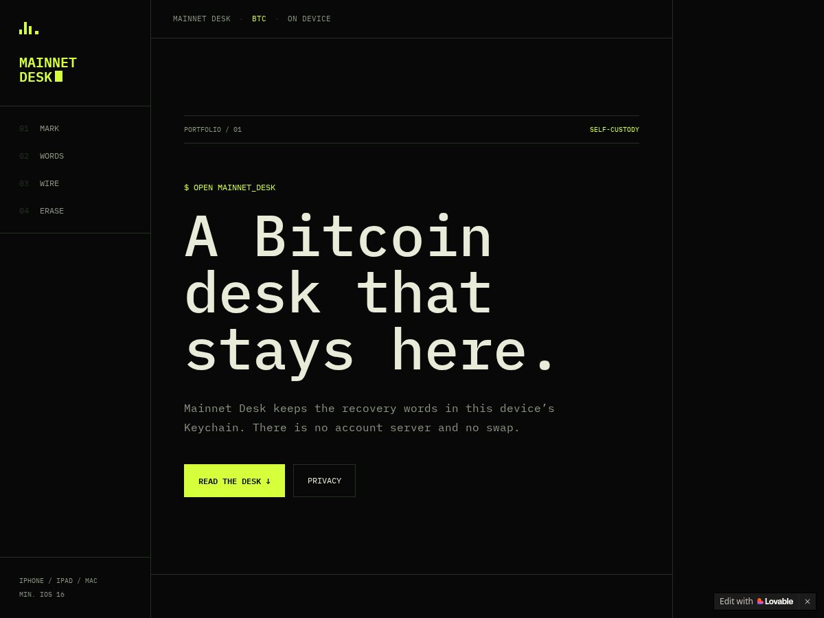 Landing-page snapshot of sparrowwallet.dev
