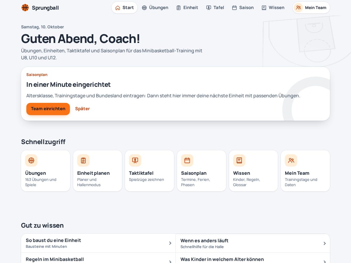 Landing-page snapshot of sprungball.coach