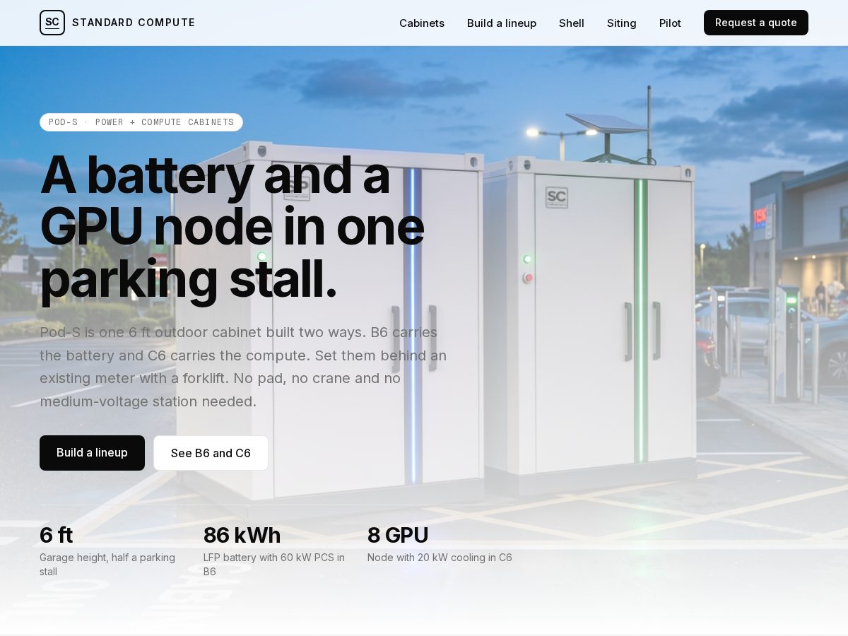 Landing-page snapshot of standard-compute.com