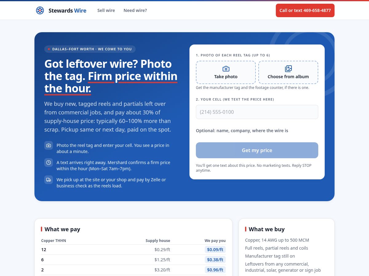 Landing-page snapshot of stewardswire.com