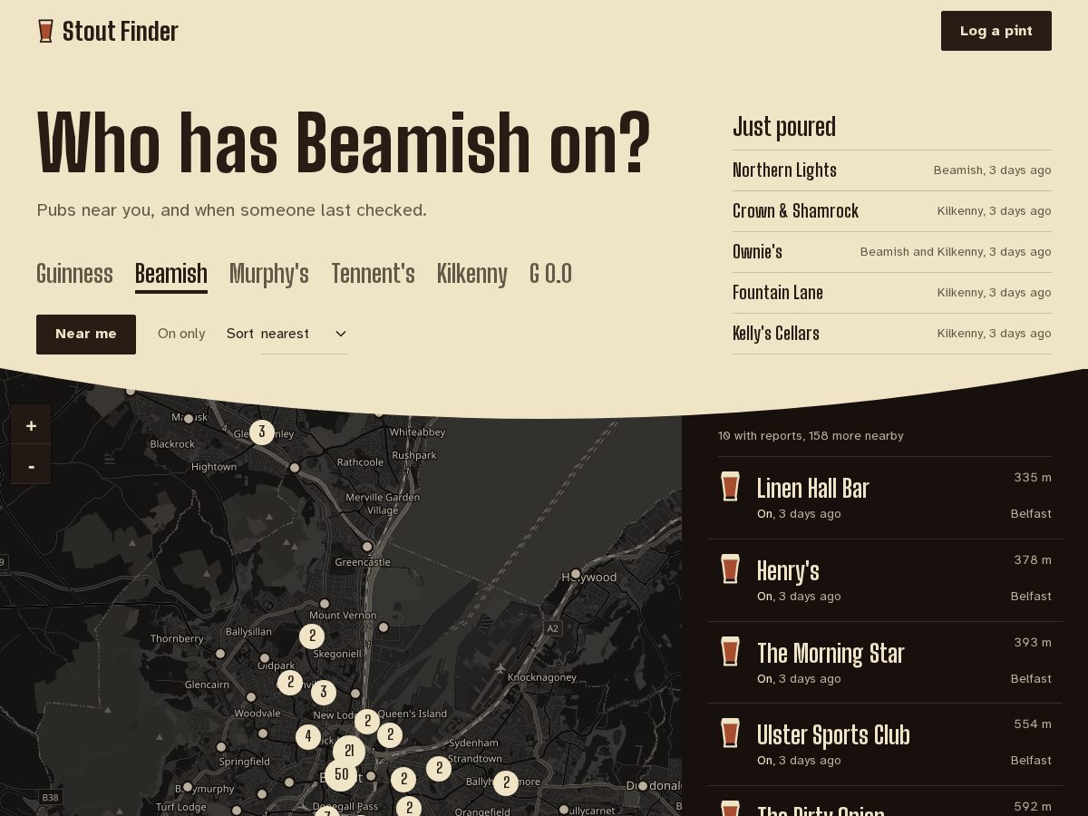 Landing-page snapshot of stoutfinder.com
