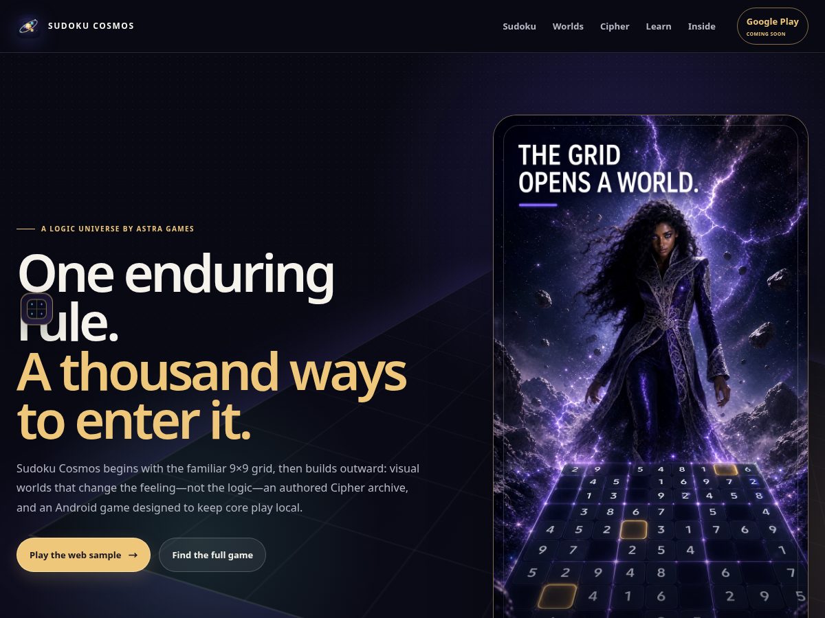Landing-page snapshot of sudokuthegame.com