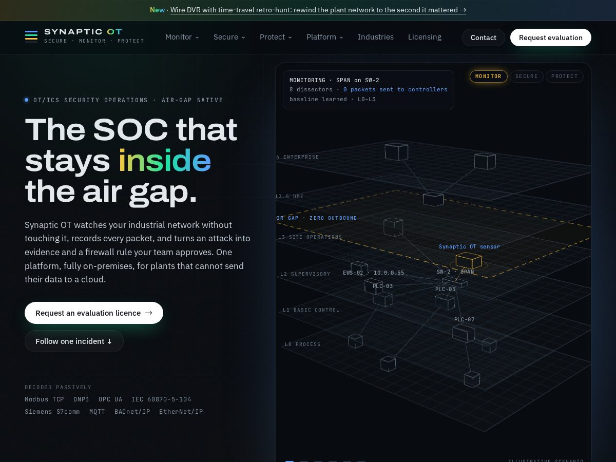 Landing-page snapshot of synapticot.com