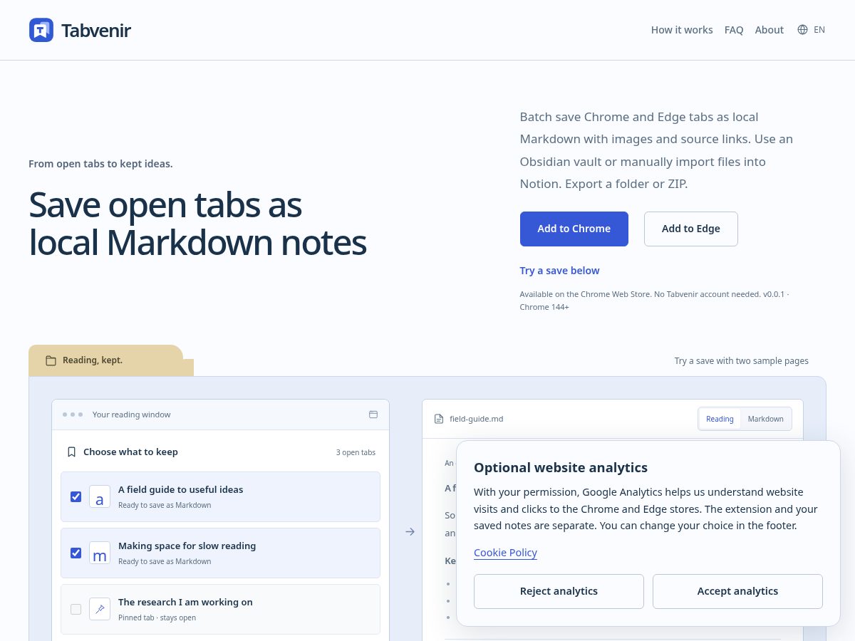 Landing-page snapshot of tabvenir.com