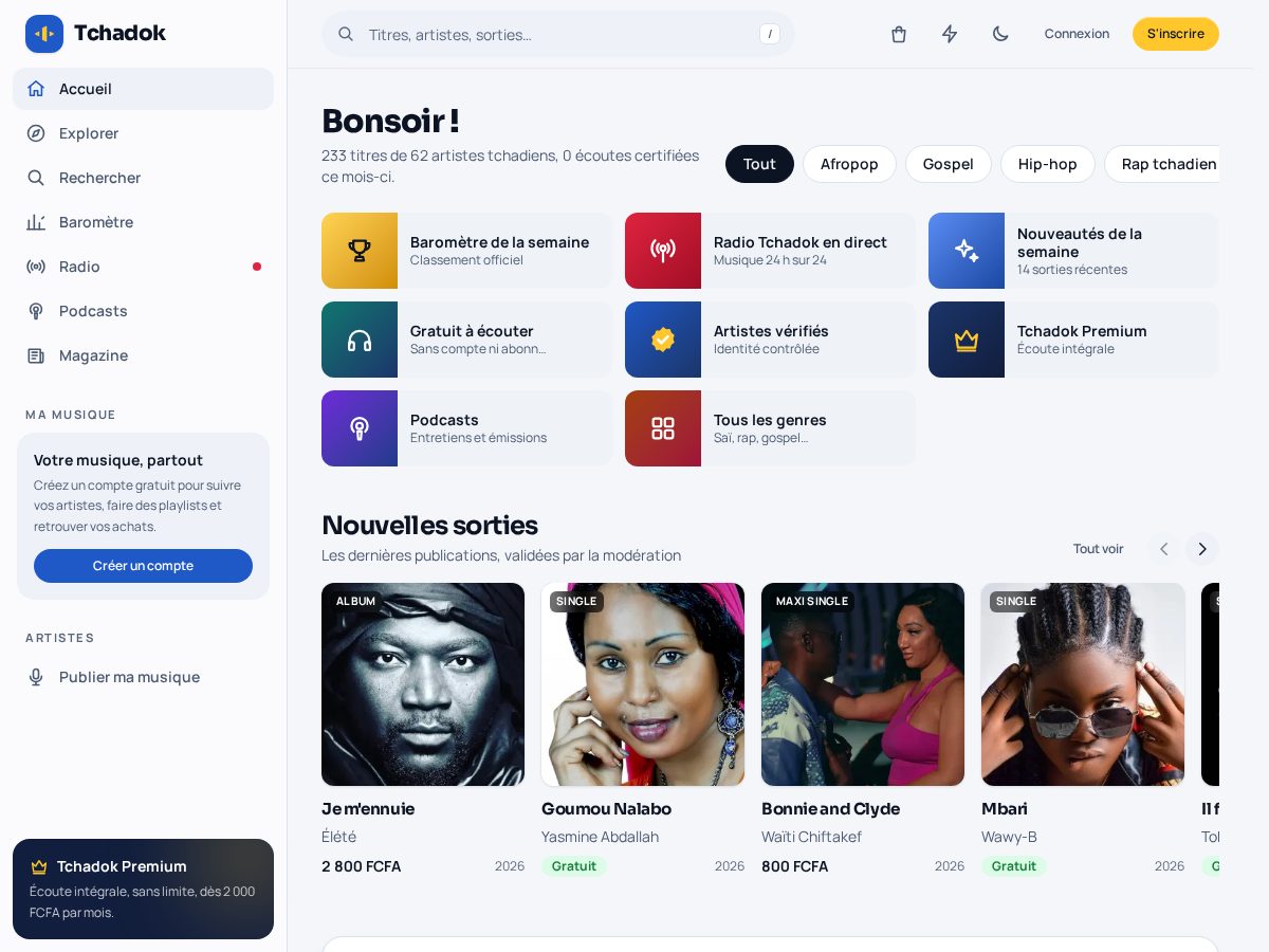 Landing-page snapshot of tchadok.com