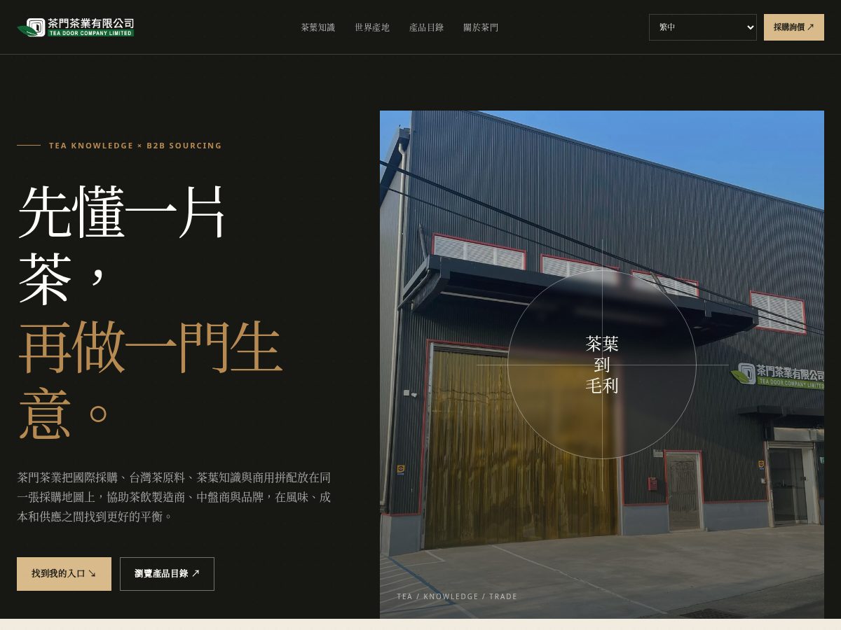 Landing-page snapshot of teadoors.com